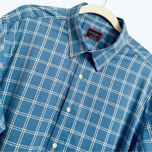 UNTUCKit XL Garett Performance Button Up L/S Shirt Blue White Windowpane Classic